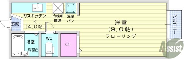 アメニティ国見(1K/1階)の間取り写真