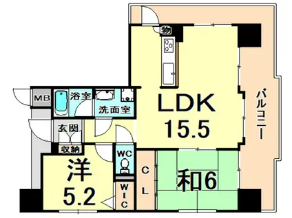 エスリード尼崎昭和通(2LDK/6階)の間取り写真