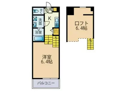 ACERO箱崎(1K/2階)の間取り写真