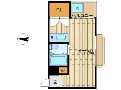 ロイヤルイン二宮(ワンルーム/9階)の間取り写真