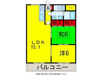 パークサイドII(2LDK/4階)の間取り写真