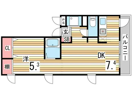 サンライズコート(1DK/4階)の間取り写真