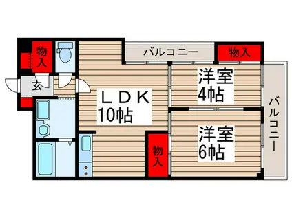 山加マンション(2LDK/5階)の間取り写真