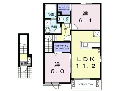 ソラール(2LDK/2階)の間取り写真