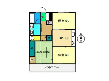 福井コーポ(3DK/2階)の間取り写真
