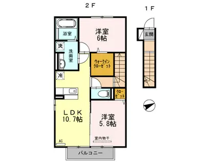 プランドールM(2LDK/2階)の間取り写真