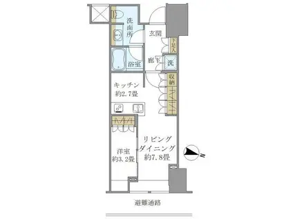 BRILLIA TOWER堂島(1LDK/14階)の間取り写真