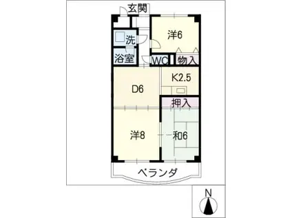 シンシア・ヤマチ(3DK/4階)の間取り写真