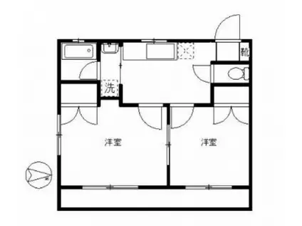 パークハイツ豪徳寺(2DK/2階)の間取り写真