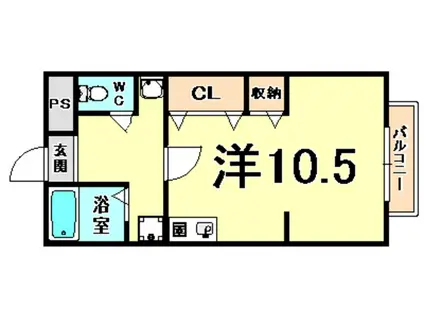 東園田イーストハイツ(ワンルーム/3階)の間取り写真