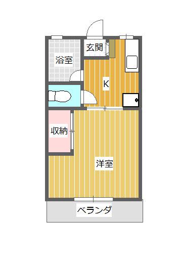 シティハイム西山(1K/2階)の間取り写真