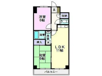 はやしビジデンス(2LDK/5階)の間取り写真