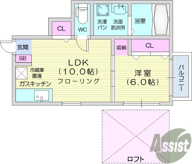 カーサフォレスタウエスト(1LDK/1階)の間取り写真