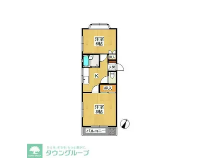 サウザンヒル(2K/2階)の間取り写真