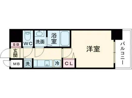 プレサンス新神戸駅前(1K/2階)の間取り写真