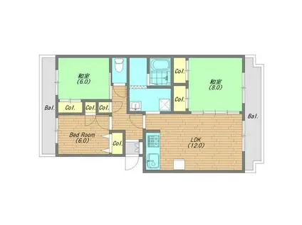 KEレジデンス(3LDK/4階)の間取り写真