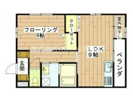 カーサビアンカ(1LDK/1階)の間取り写真