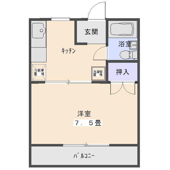 クリーンコーポ山王(1K/2階)の間取り写真