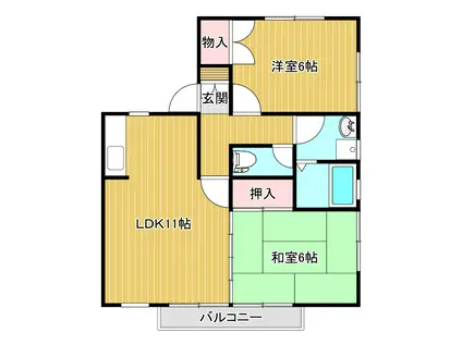 グリーンハイツII(2LDK/1階)の間取り写真