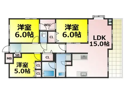 CITY SPIRE桜川II(3LDK/10階)の間取り写真