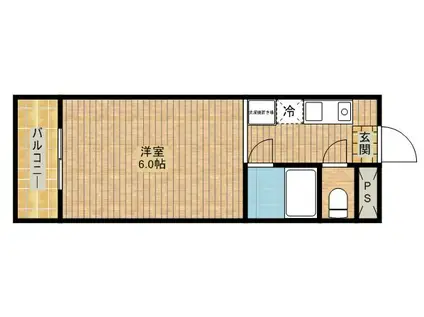 コアクレスト下新城(ワンルーム/1階)の間取り写真
