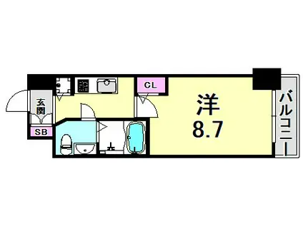 S-RESIDENCE神戸磯上通(1K/11階)の間取り写真