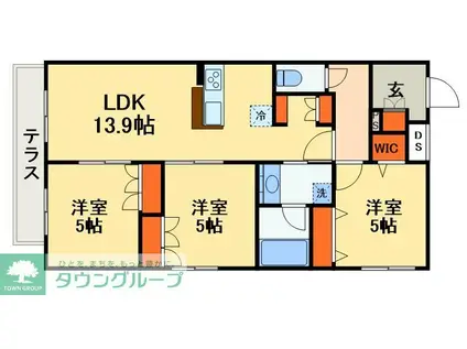 シャルマンおおたかの森(3LDK/1階)の間取り写真