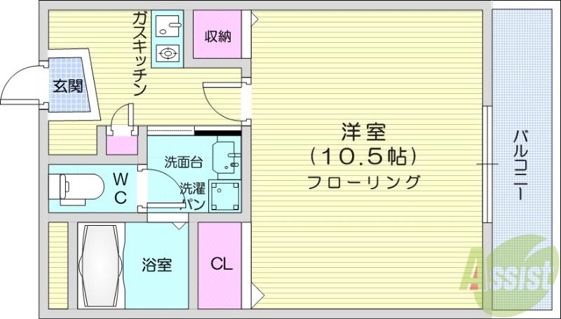 プチ・ルミエ(1K/4階)の間取り写真