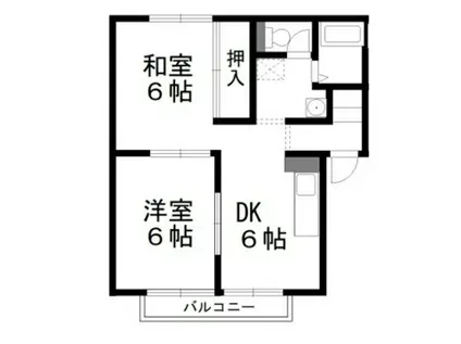 パークサイドよこおB棟(2DK/2階)の間取り写真