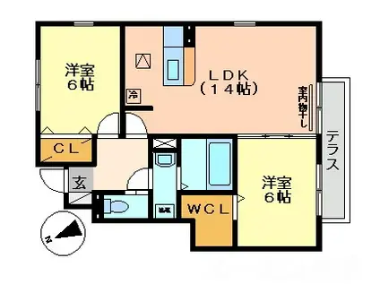 シャルマンハイムB(2LDK/1階)の間取り写真