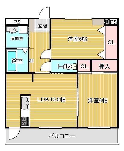 コーナス木太S(2LDK/1階)の間取り写真