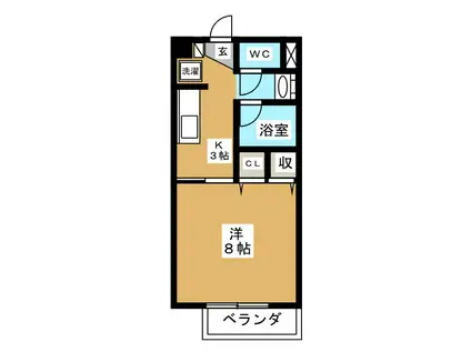 グレイスTUCHIYA B(1K/2階)の間取り写真