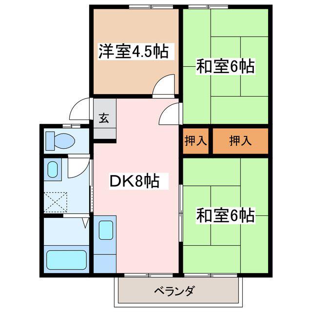 太田アーバン2(3DK/2階)の間取り写真