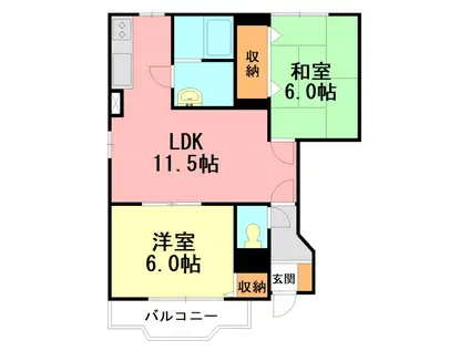 フレイジェI(2LDK/1階)の間取り写真