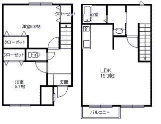 ナリッシュ410(2LDK/1階)の間取り写真