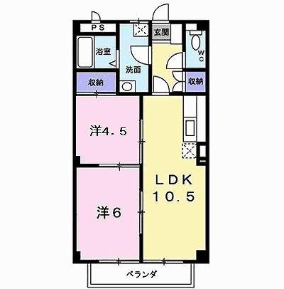 パラッツオ保戸野(2LDK/2階)の間取り写真