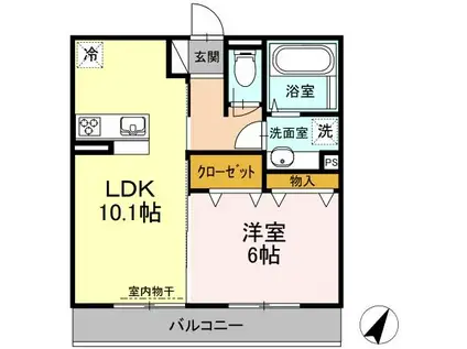 コンフィデンスK.S合志(1LDK/2階)の間取り写真