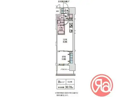 スプランディッド本町東DUE(1LDK/9階)の間取り写真