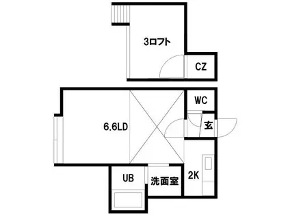 マイタウン(1K/2階)の間取り写真
