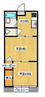コーポK(2K/1階)の間取り写真