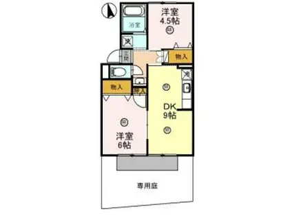 ロアヴェール(2DK/1階)の間取り写真