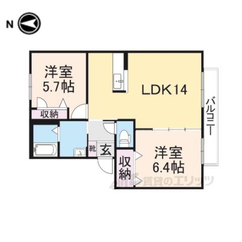 エトワールD(2LDK/2階)の間取り写真