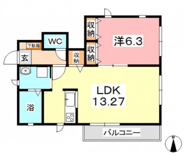 ソレイユ A(1LDK/1階)の間取り写真