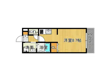 レーヴメゾン東住吉(ワンルーム/2階)の間取り写真