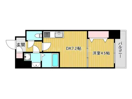 ジョイアナンバ(1DK/3階)の間取り写真