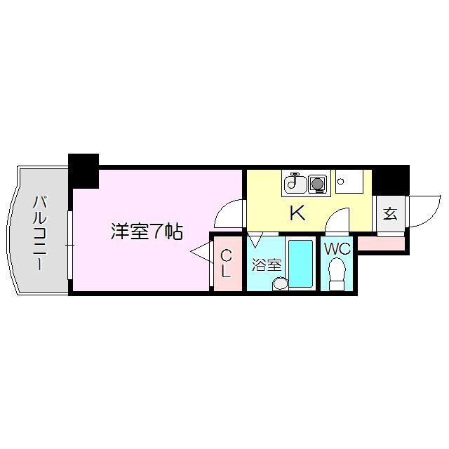 ノルデンハイム瑞光2(1K/6階)の間取り写真