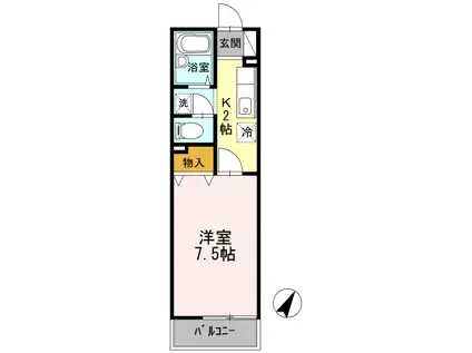 ヴィラフローラI(1K/1階)の間取り写真