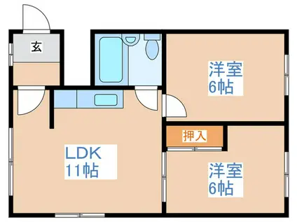 マンション木村(2LDK/2階)の間取り写真