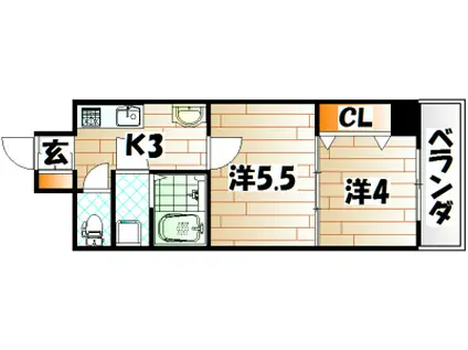 ロイヤルマジェスティ(2K/13階)の間取り写真