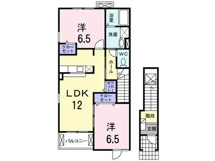 ラフレシールB(2LDK/2階)の間取り写真